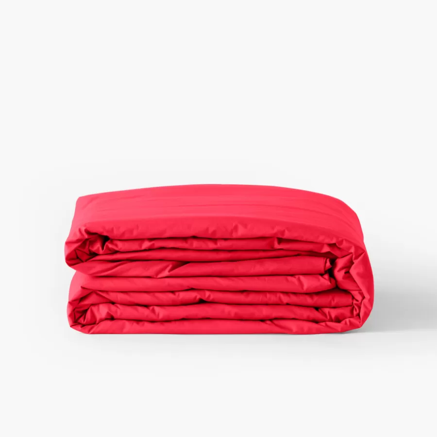 Carré Blanc Housses De Couette | Housse de couette percale de coton Neo framboise