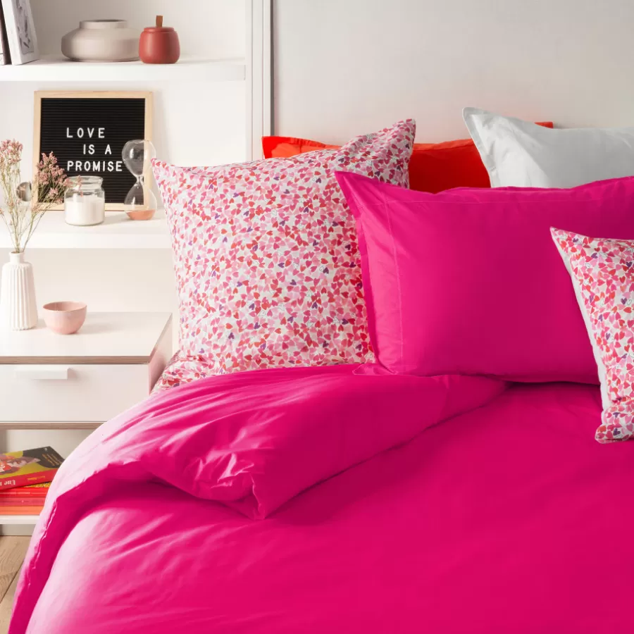 Carré Blanc Housses De Couette | Housse de couette percale de coton Neo magenta