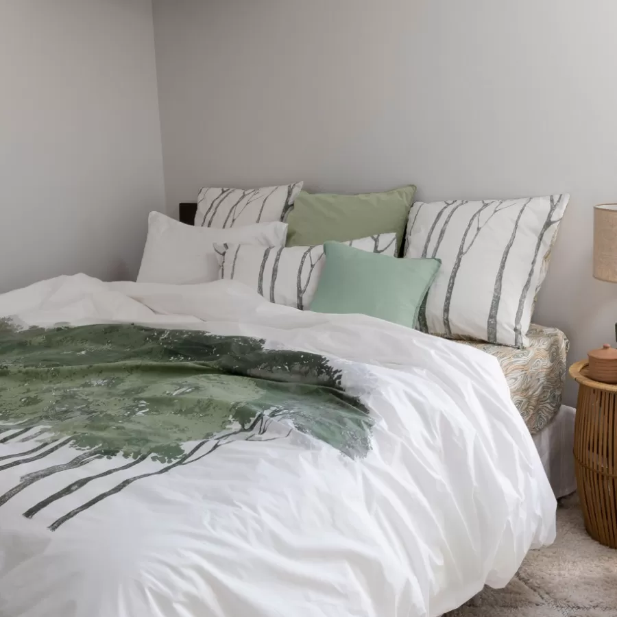 Carré Blanc Housses De Couette | Housse de couette réversible percale de coton lavée biologique Monarbre