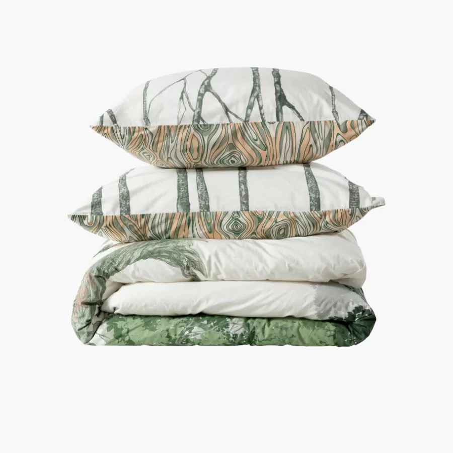 Carré Blanc Housses De Couette | Housse de couette réversible percale de coton lavée biologique Monarbre