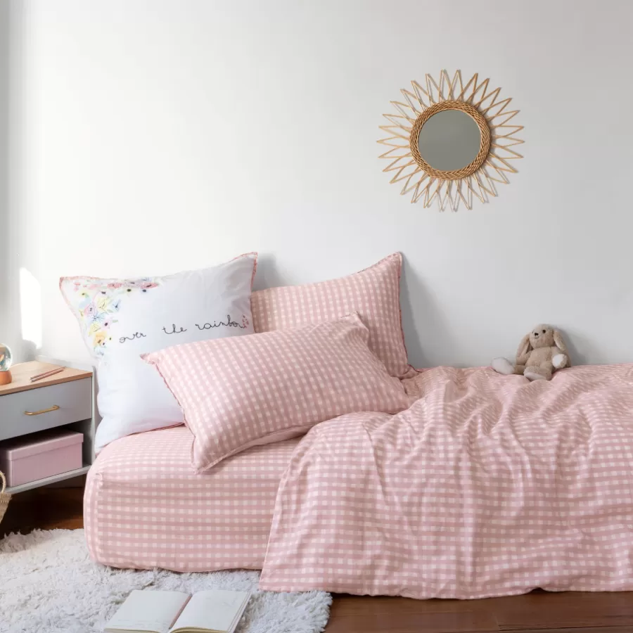 Carré Blanc Linge De Litbio | Housses De Couette | Housse de couette réversible pur coton bio Rêve d'or