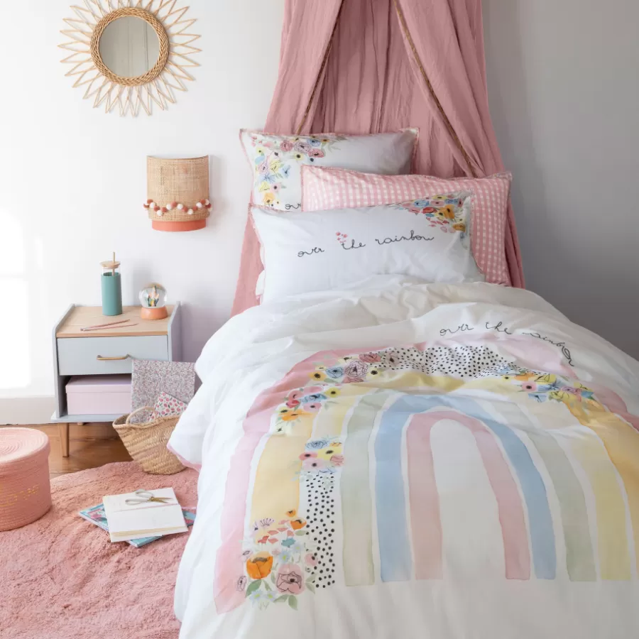 Carré Blanc Linge De Litbio | Housses De Couette | Housse de couette réversible pur coton bio Rêve d'or