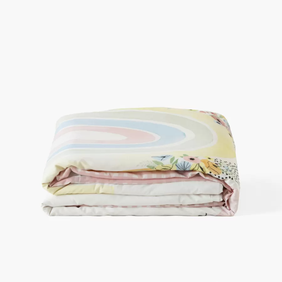 Carré Blanc Linge De Litbio | Housses De Couette | Housse de couette réversible pur coton bio Rêve d'or