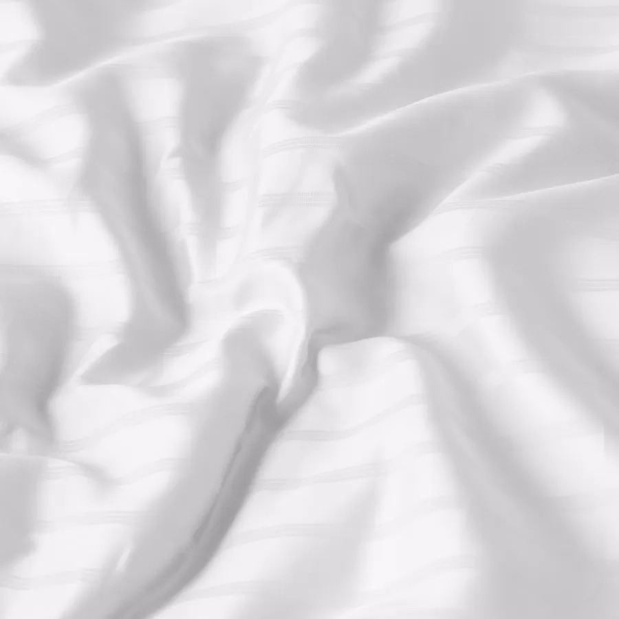 Carré Blanc Housses De Couette | Housse de couette satin de coton jacquard pois et rayures Prestige blanc