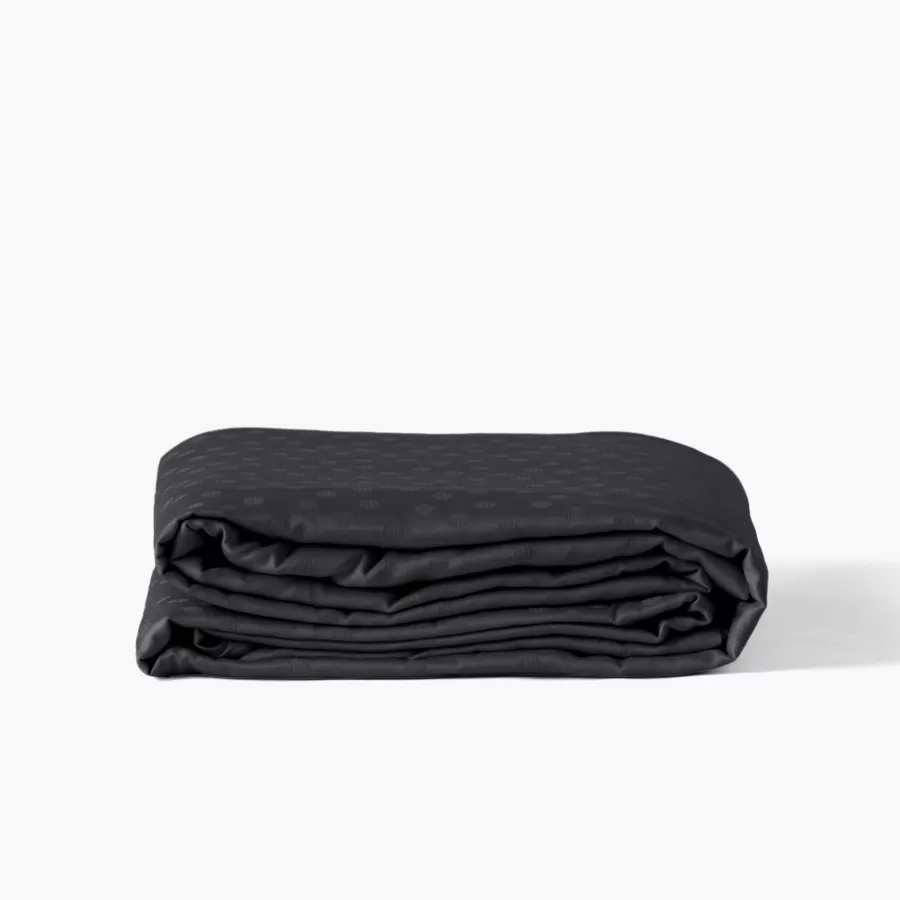 Carré Blanc Housses De Couette | Housse de couette satin de coton jacquard pois et rayures Prestige noir