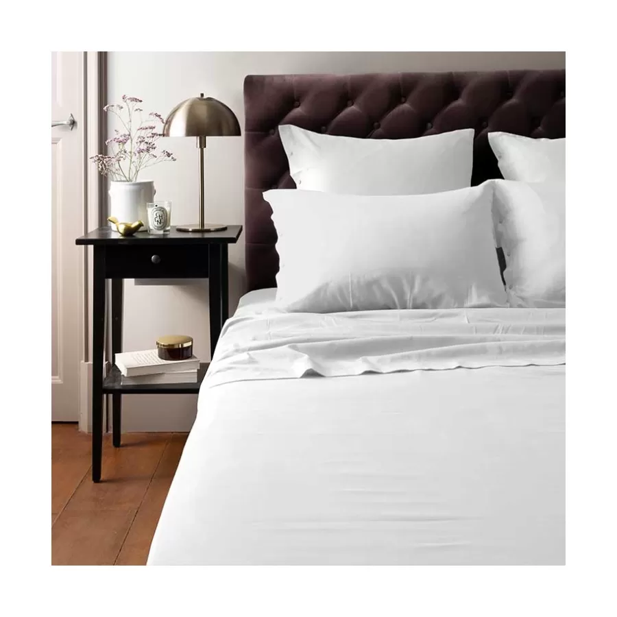 Carré Blanc Housses De Couette | Housse de couette satin de coton lavé bio Quartz blanc