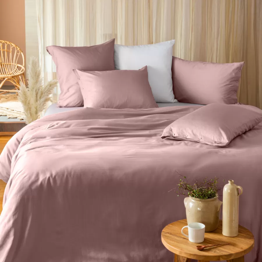 Carré Blanc Housses De Couette | Housse de couette satin de coton lavé bio Quartz blush