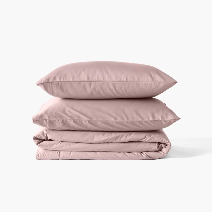 Carré Blanc Housses De Couette | Housse de couette satin de coton lavé bio Quartz blush