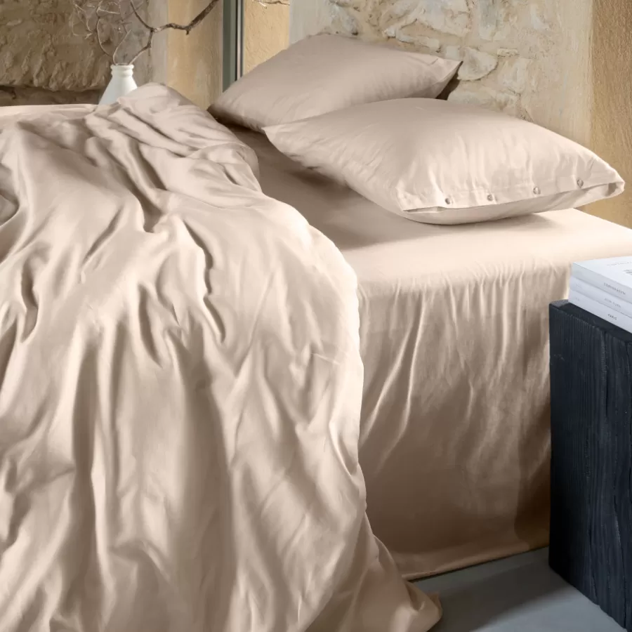 Carré Blanc Coffrets Cadeaux | Housses De Couette | Housse de couette satin de coton lavé bio Quartz dune