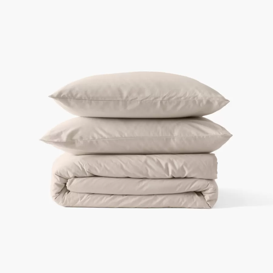 Carré Blanc Coffrets Cadeaux | Housses De Couette | Housse de couette satin de coton lavé bio Quartz dune