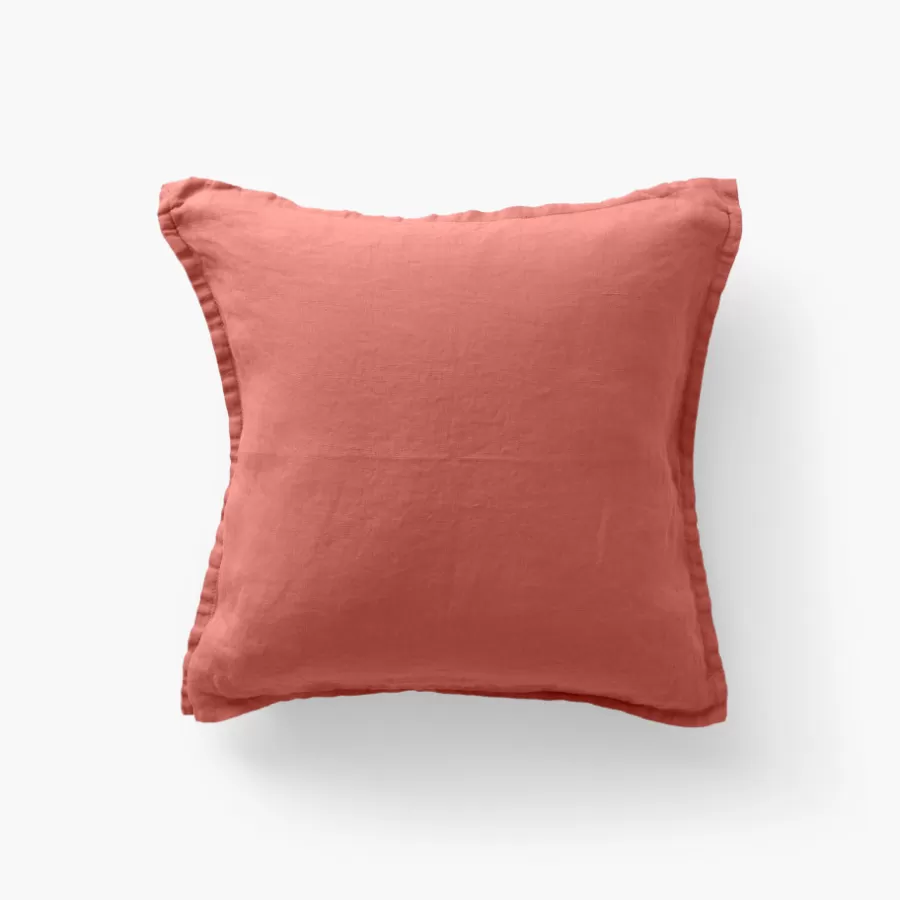 Carré Blanc Housses De Coussin | Housse de coussin lin lavé Songe terre cuite