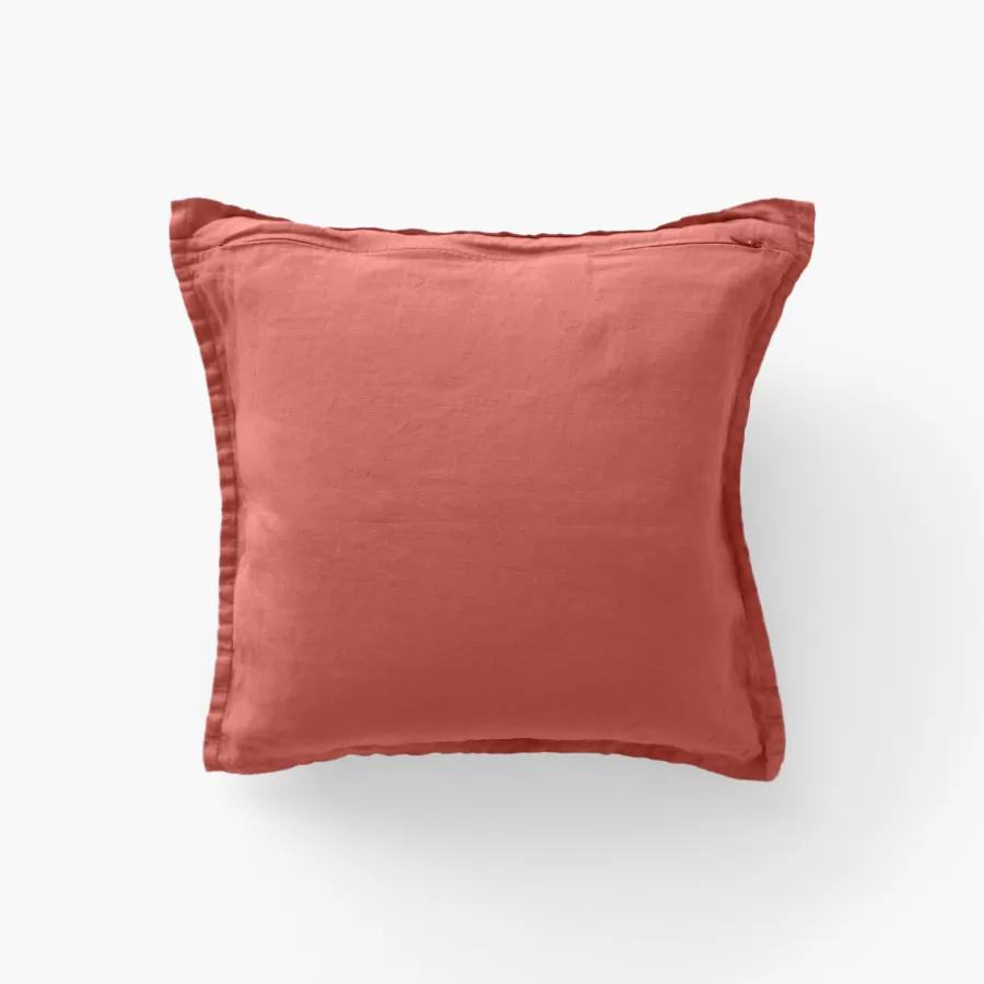 Carré Blanc Housses De Coussin | Housse de coussin lin lavé Songe terre cuite