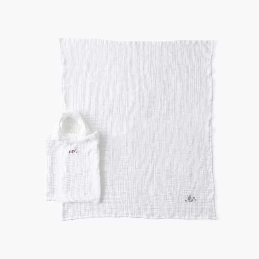 Carré Blanc Accessoires | Maxi lange gaze de coton bio Jardine blanc