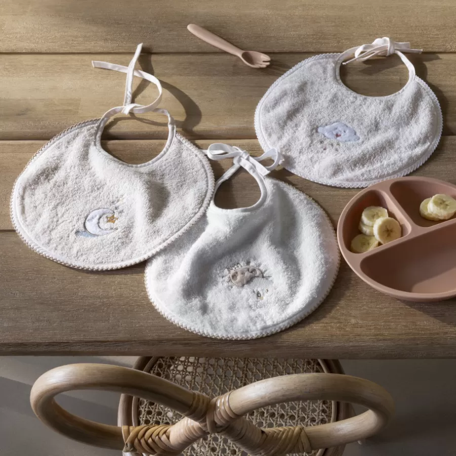 Carré Blanc Bavoirs & Mini-bavoirs | Nouveautés Bébénew | Mini bavoir coton bio Bienvenue nude