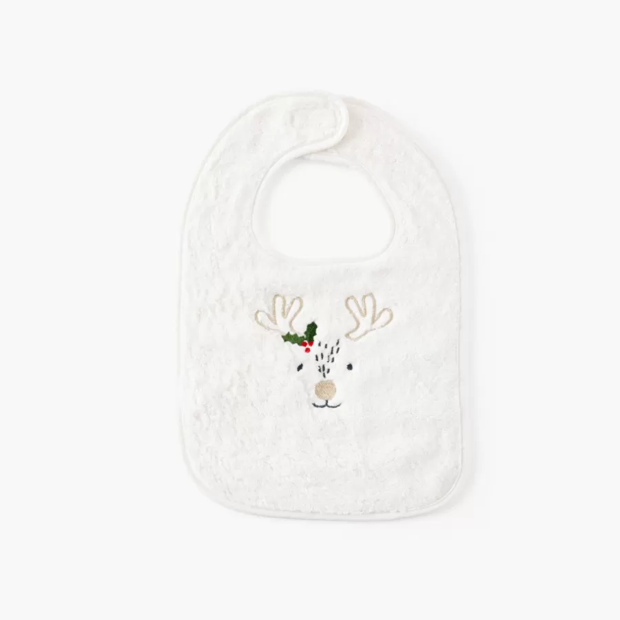 Carré Blanc Bavoirs & Mini-bavoirs | Nouveautés Bébénew | Mini bavoir coton Xmasful ivoire