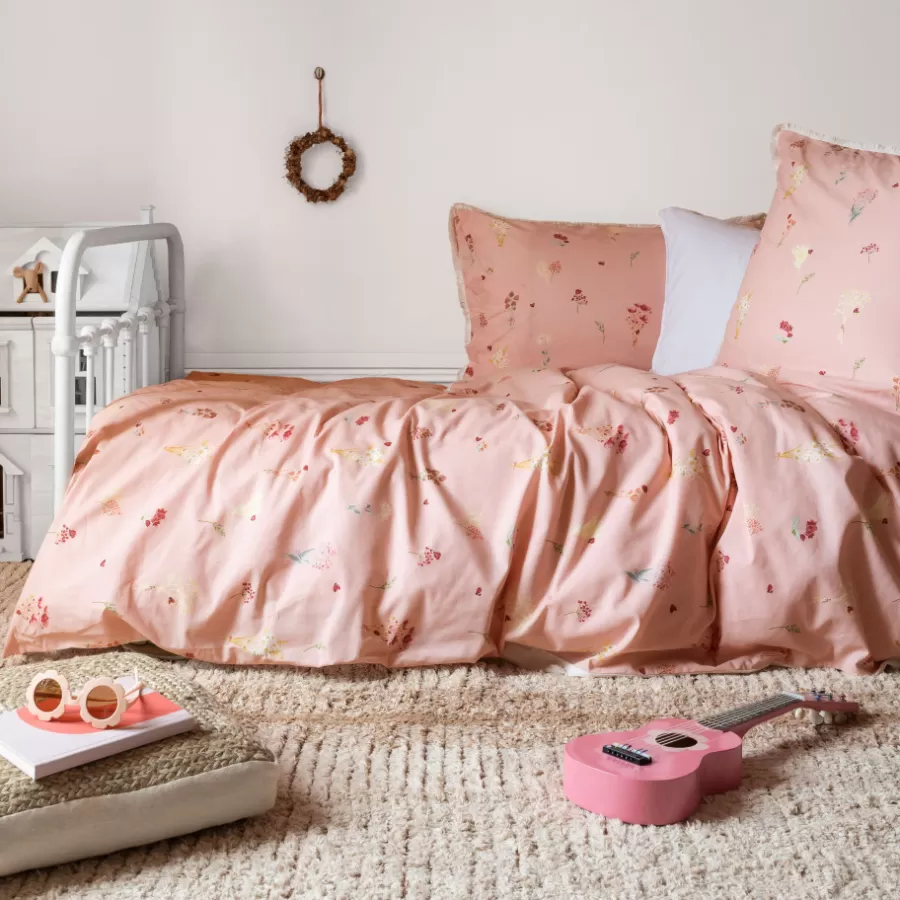 Carré Blanc Linge De Litbio | Parure de lit réversible pur coton biologique Raphia attrape rêve