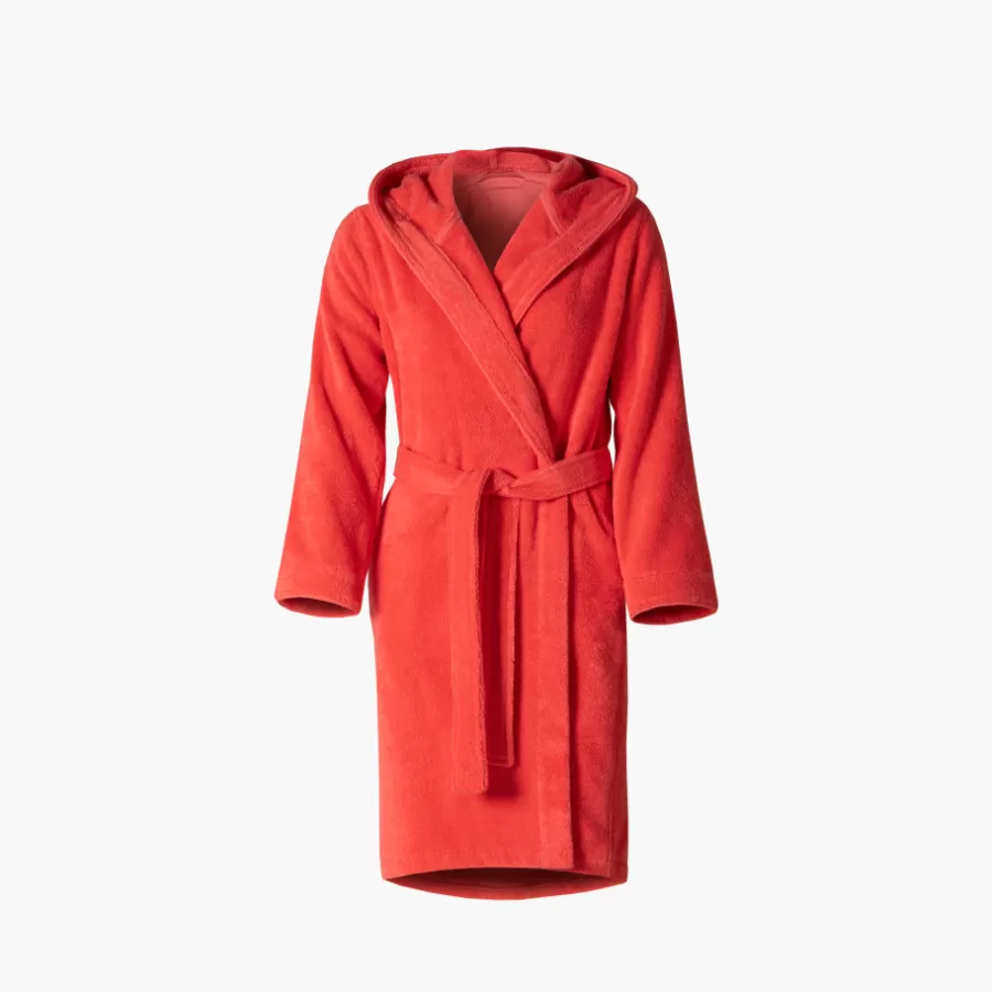 Carré Blanc Peignoirs 10 Ans - 16 Ans | Peignoir ado fille coton moelleux Julia corail