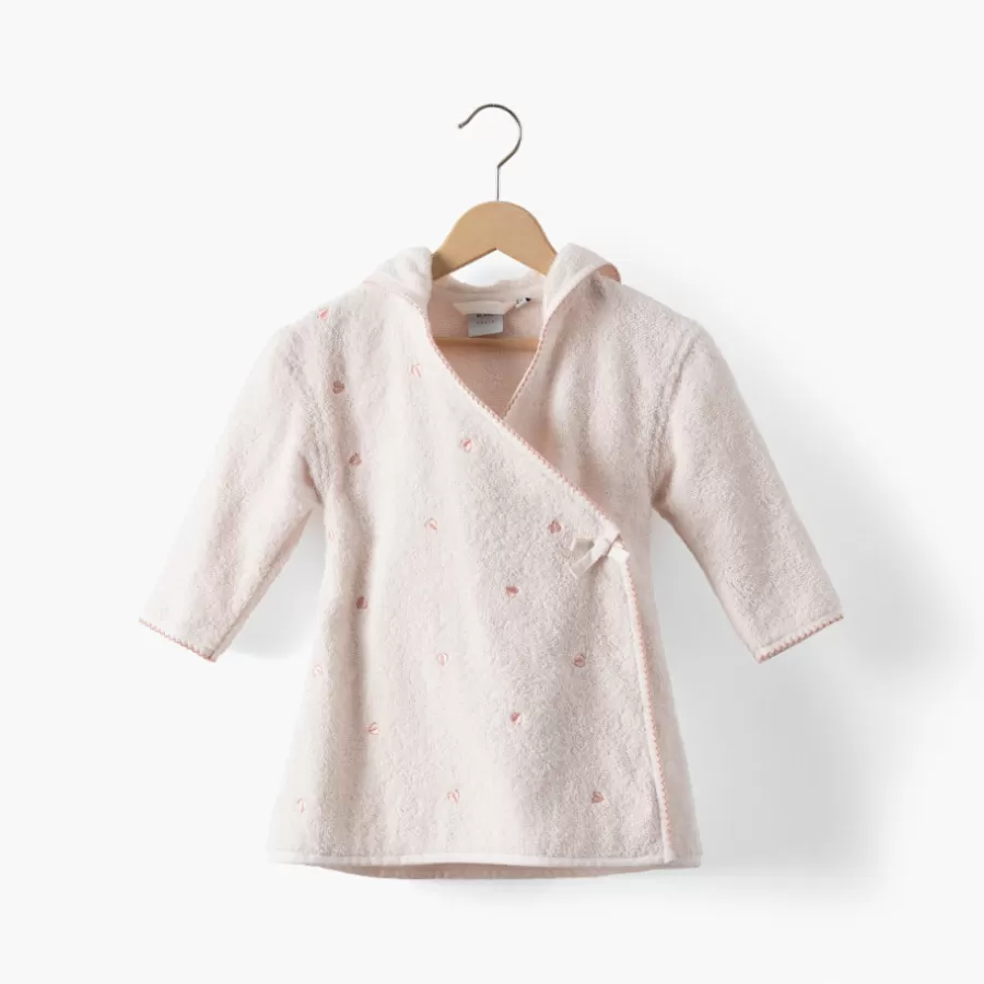 Carré Blanc Peignoirs 12 Mois - 10 Ans | Nouveautés Bébénew | Peignoir enfant coton bio cache-coeur Bienvenue nude