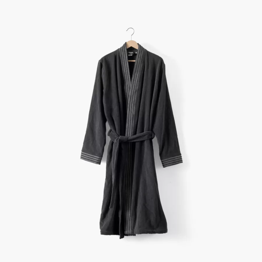 Carré Blanc Coffrets Cadeaux | Peignoirs Homme | Peignoir homme coton col kimono Silvalys carbone