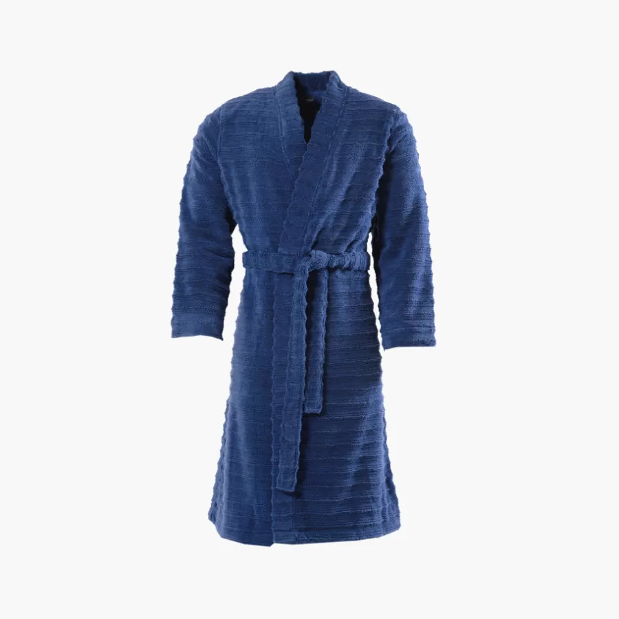 Carré Blanc Peignoirs Homme | Peignoir homme coton kimono Bukhara bleu