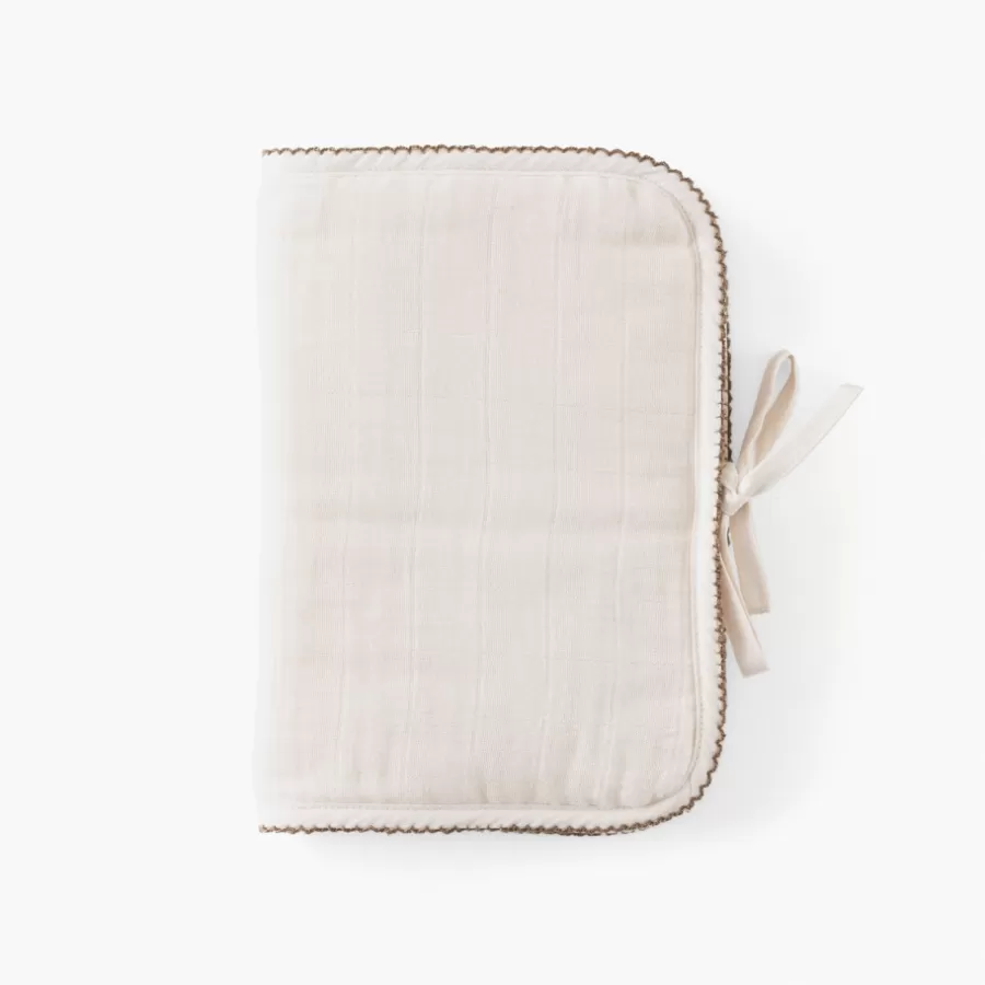 Carré Blanc Accessoires | Nouveautés Bébénew | Protège carnet de santé gaze de coton Bienvenue naturel