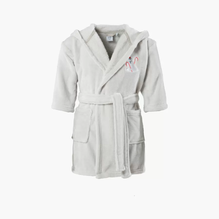 Carré Blanc Robes De Chambre | Robe de chambre bébé polaire à capuche Artica perle