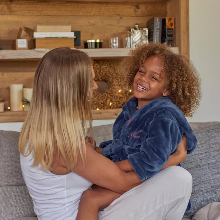 Carré Blanc Robes De Chambre | Robe de chambre enfant polaire à capuche Ptitchic marine