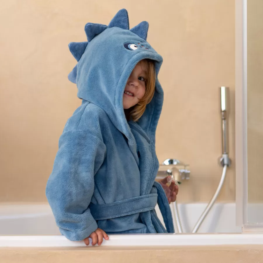 Carré Blanc Robes De Chambre | Robe de chambre enfant polaire Happyful Bleu céleste