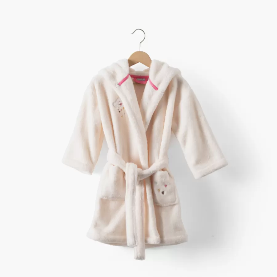 Carré Blanc Nouveautés Bébénew | Robes De Chambre | Robe de chambre polaire enfant Bienvenue nude