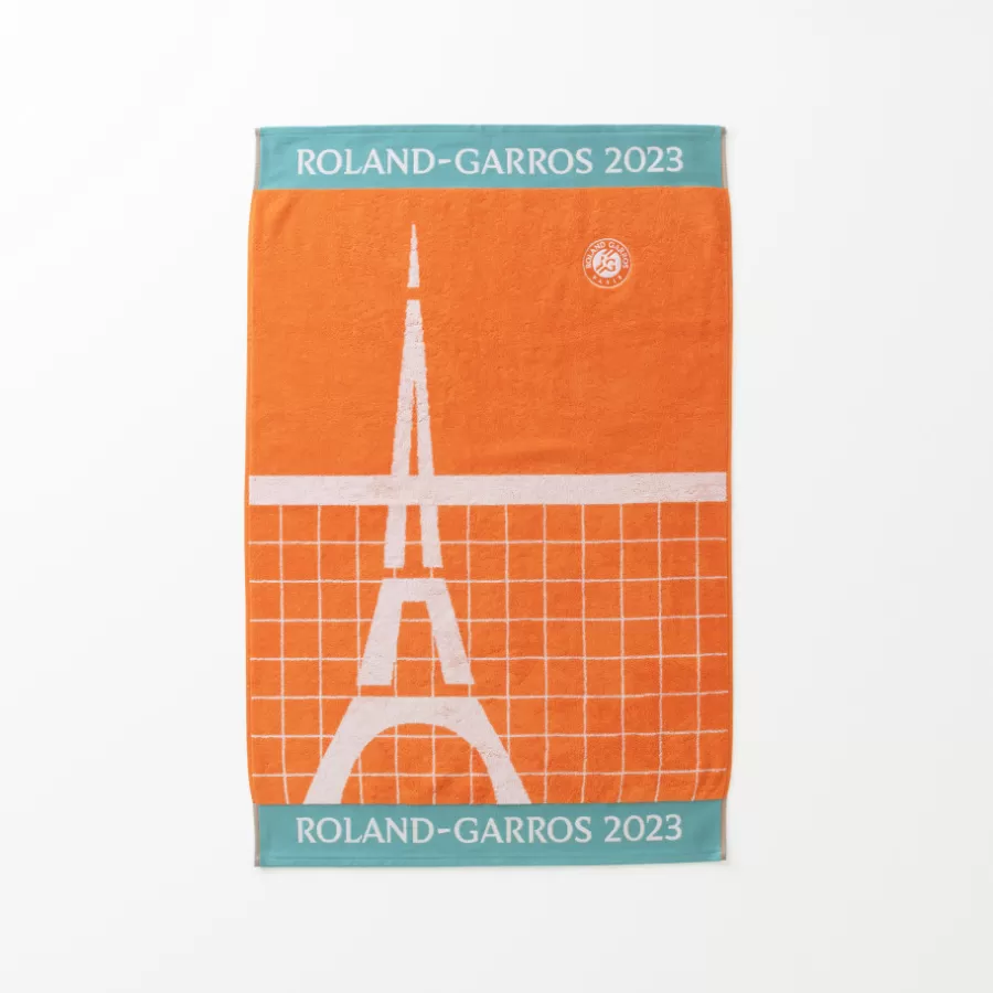 Carré Blanc La Plage | Serviette de plage joueur•se coton bio Roland-Garros 2023 terre battue