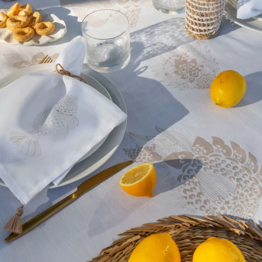 Carré Blanc Serviettes De Table | Serviette de table coton Mykonos blanc