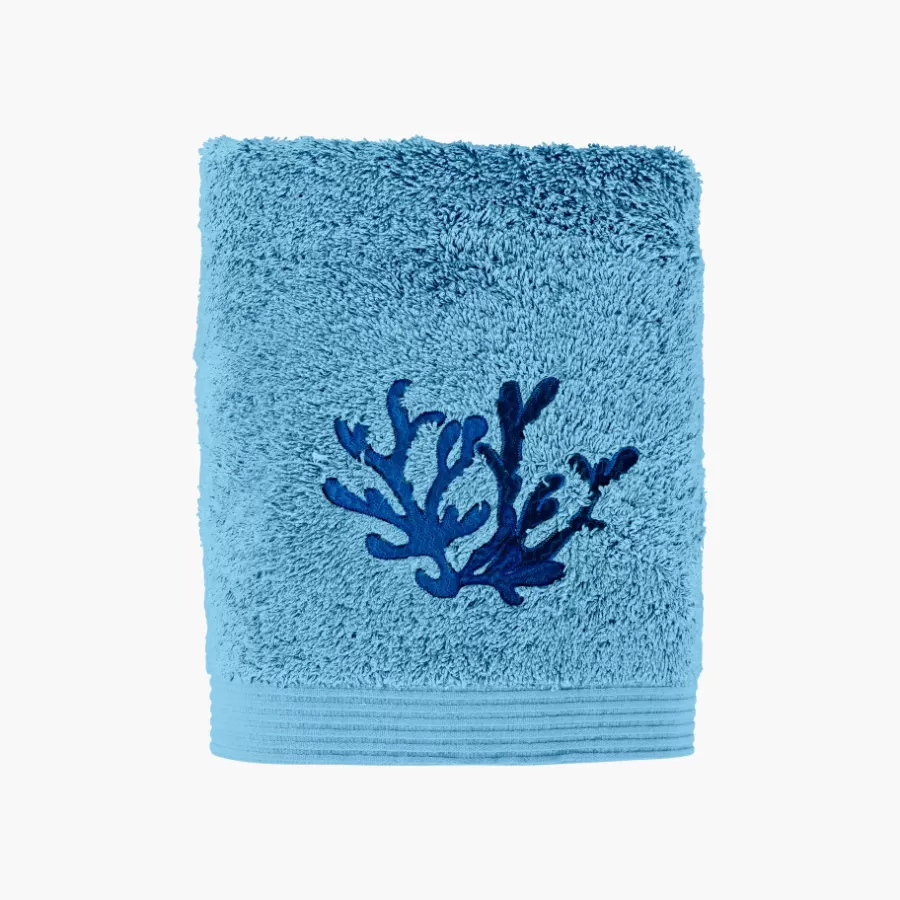 Carré Blanc Serviettes De Toilette | Serviette de toilette coton et viscose de bambou Abysse bleu
