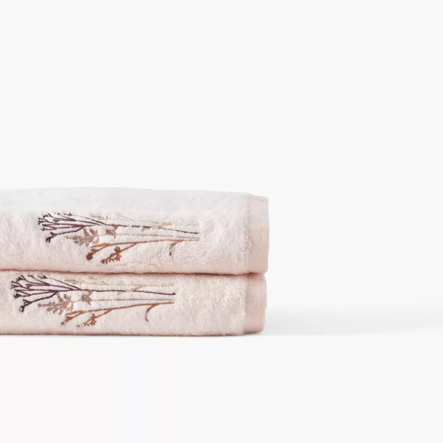 Carré Blanc Serviettes De Toilette | Serviette de toilette coton et viscose de bambou Aura nude