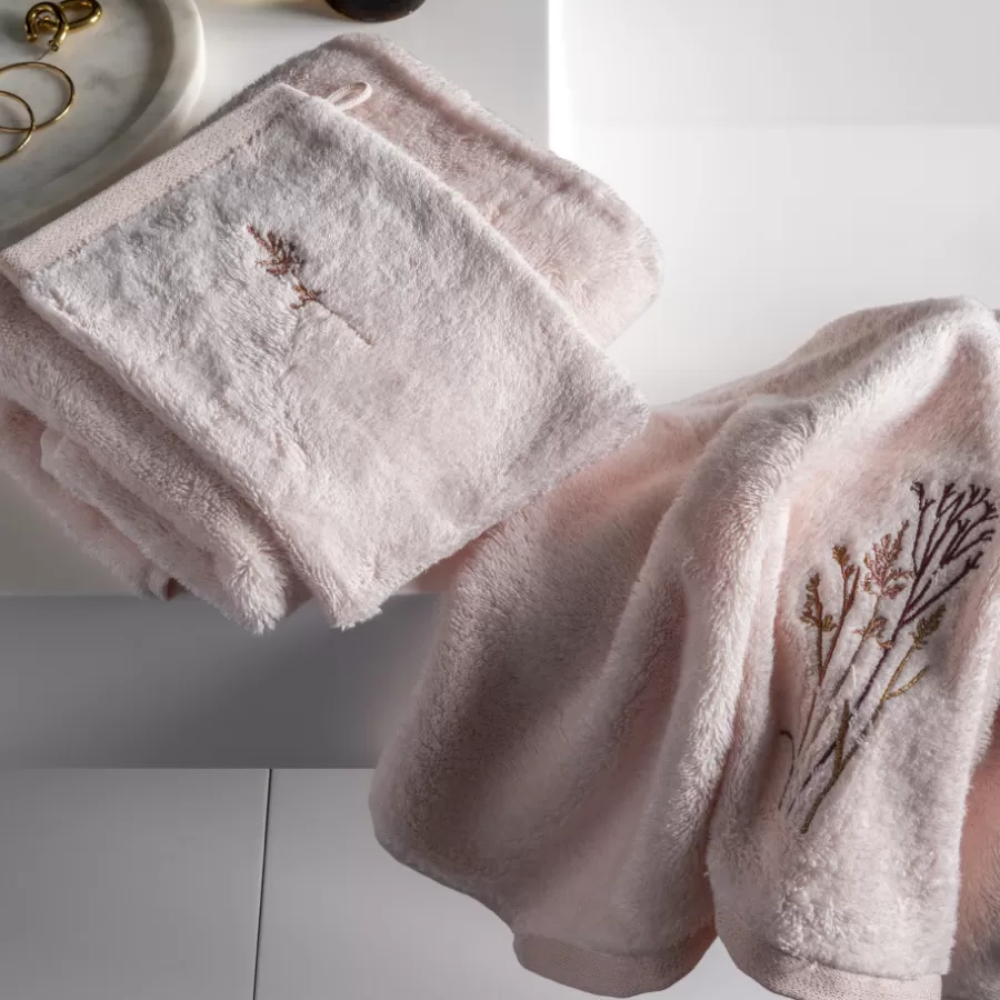Carré Blanc Serviettes De Toilette | Serviette de toilette coton et viscose de bambou Aura nude