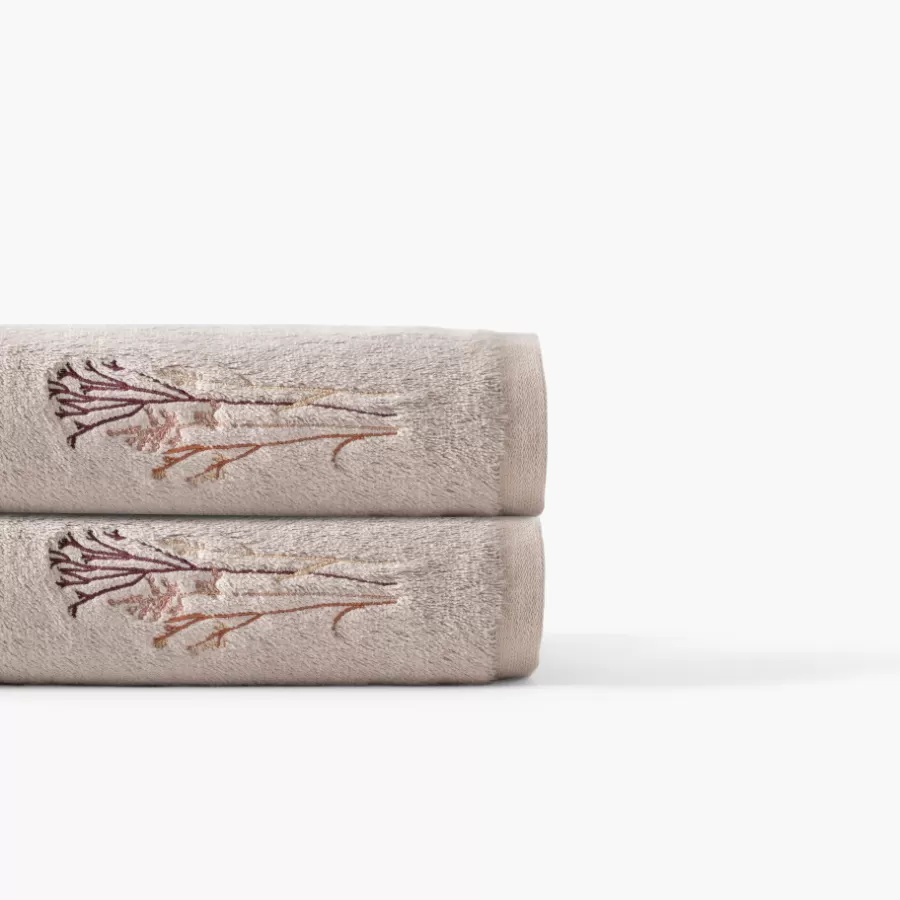 Carré Blanc Serviettes De Toilette | Serviette de toilette coton et viscose de bambou Aura taupe