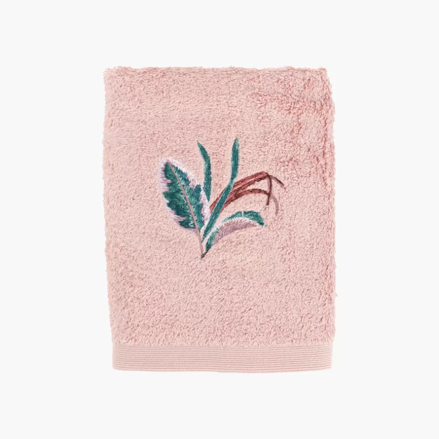 Carré Blanc Serviettes De Toilette | Serviette de toilette coton et viscose de bambou Calathéa rose