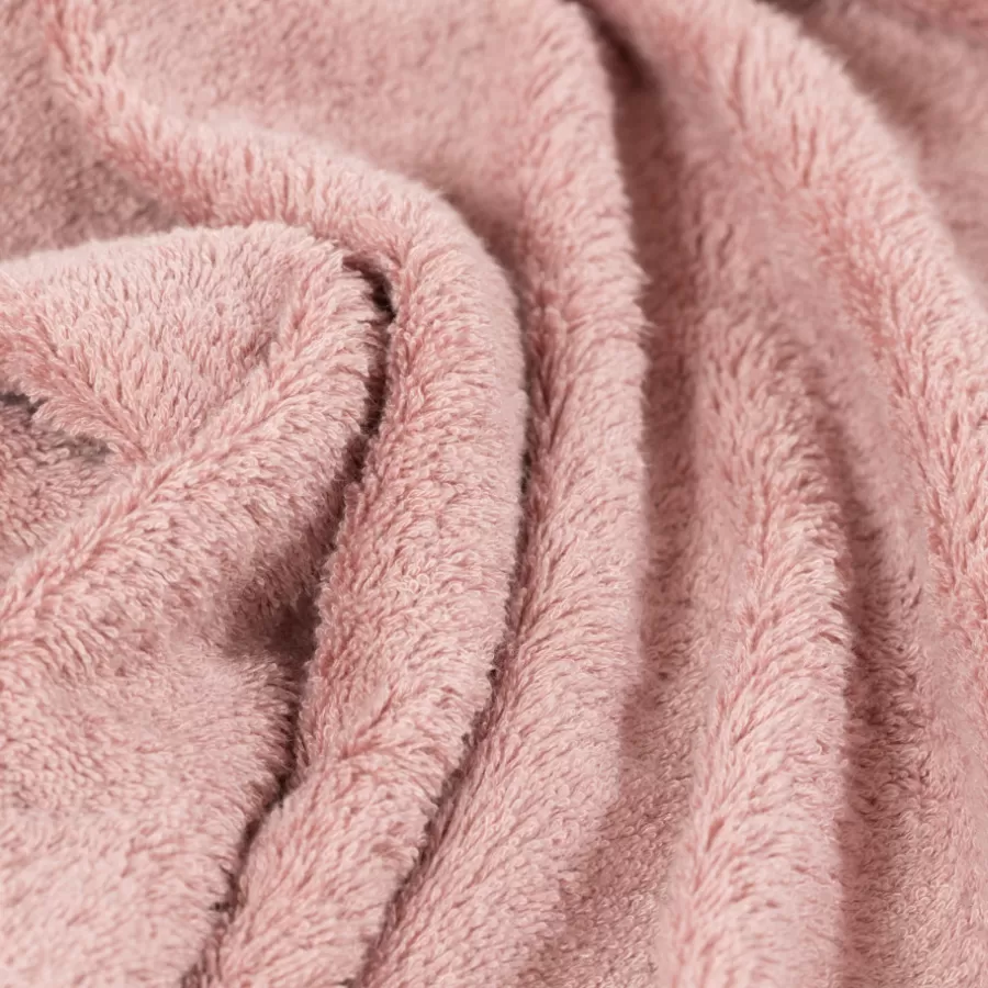 Carré Blanc Serviettes De Toilette | Serviette de toilette coton et viscose de bambou Calathéa rose