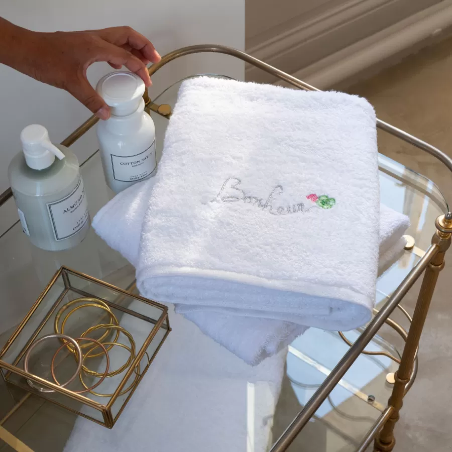 Carré Blanc Serviettes De Toilette | Serviette de toilette coton et viscose de bambou Eloges blanc