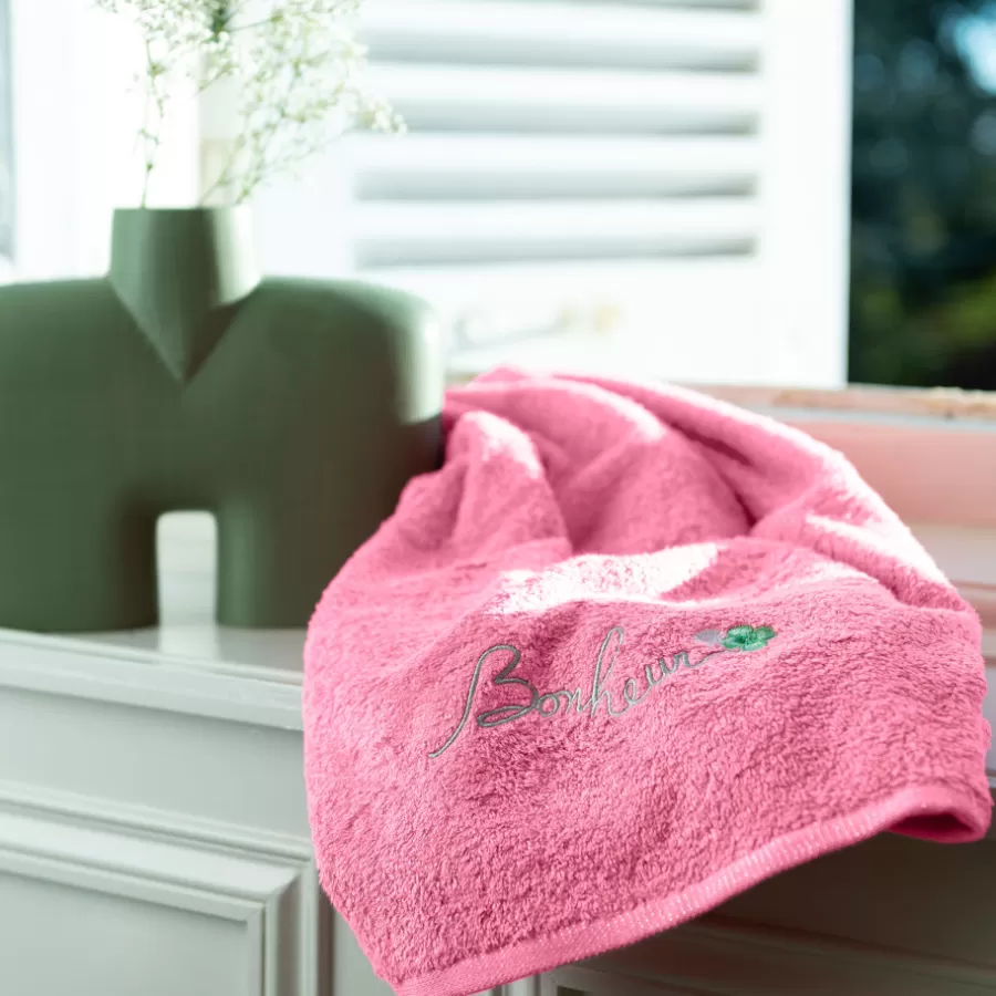 Carré Blanc Serviettes De Toilette | Serviette de toilette coton et viscose de bambou Eloges rose