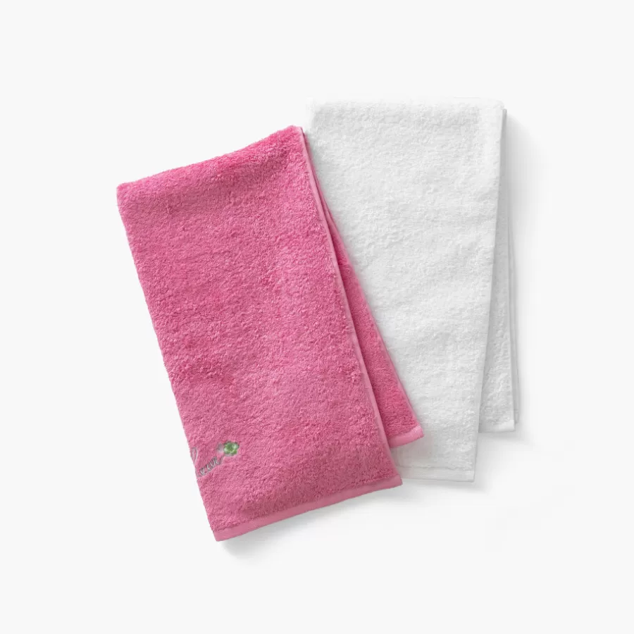 Carré Blanc Serviettes De Toilette | Serviette de toilette coton et viscose de bambou Eloges rose