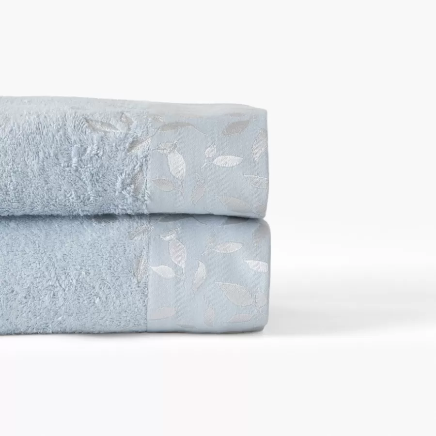 Carré Blanc Serviettes De Toilette | Serviette de toilette coton et viscose de bambou Equinoxe bleu givre