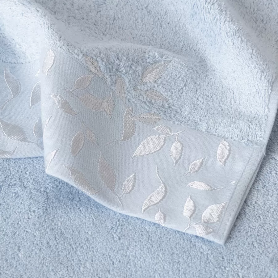 Carré Blanc Serviettes De Toilette | Serviette de toilette coton et viscose de bambou Equinoxe bleu givre