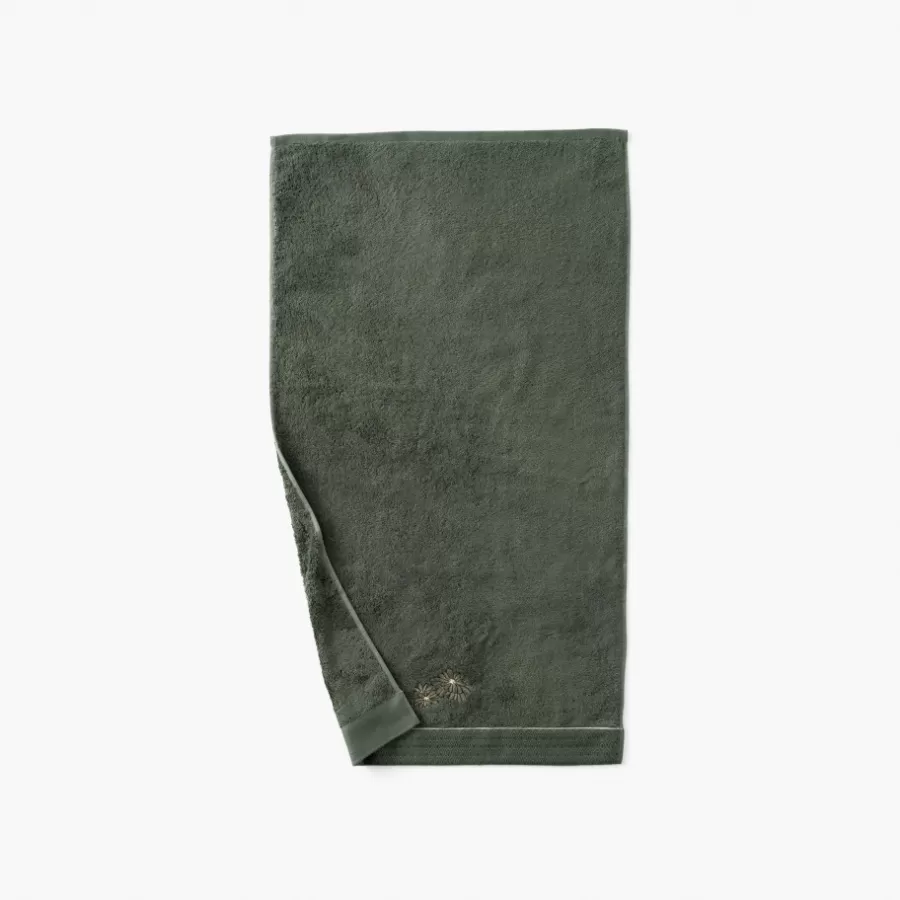 Carré Blanc Serviettes De Toilette | Serviette de toilette coton et viscose de bambou Silvalys vert forêt