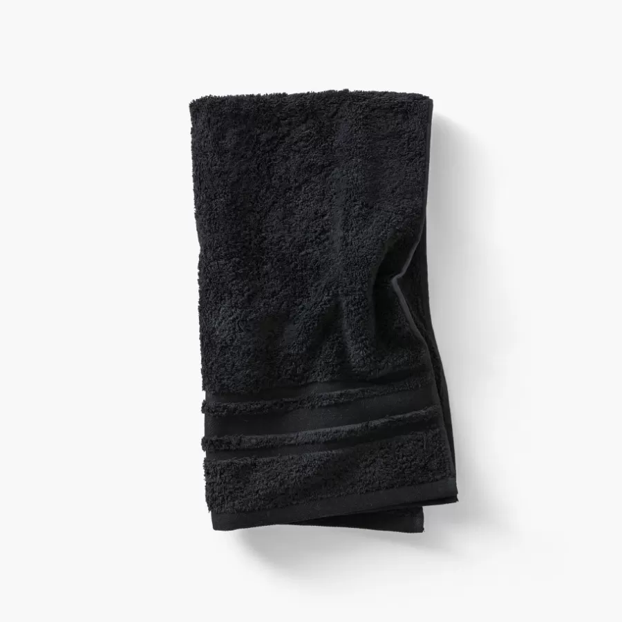 Carré Blanc Serviettes De Toilette | Serviette de toilette coton Lola II noir