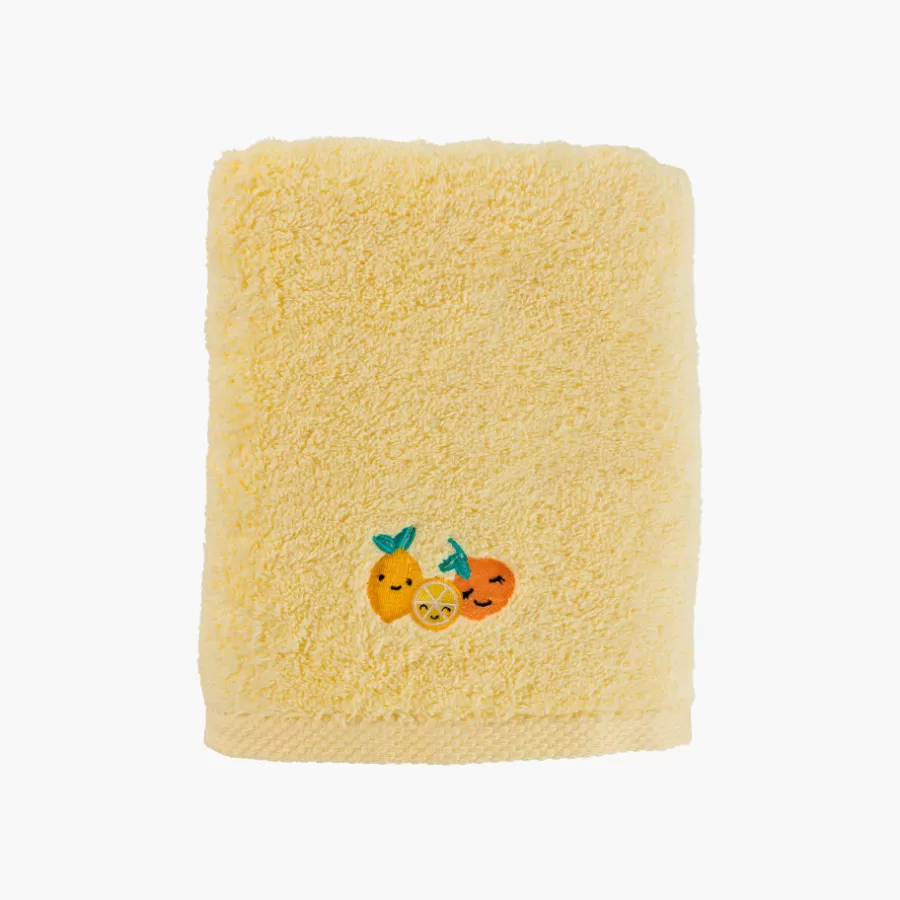 Carré Blanc Serviettes De Toilette | Serviette de toilette coton Smoothie citron