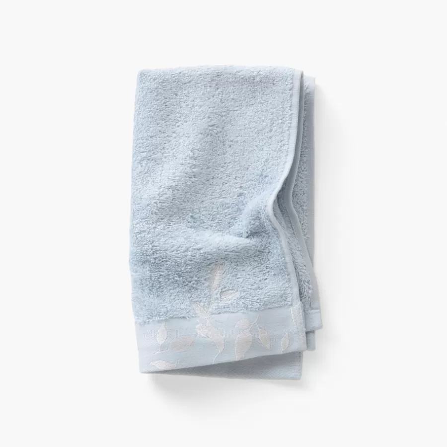 Carré Blanc Serviettes Invité | Serviette invité coton et viscose de bambou Equinoxe bleu givre