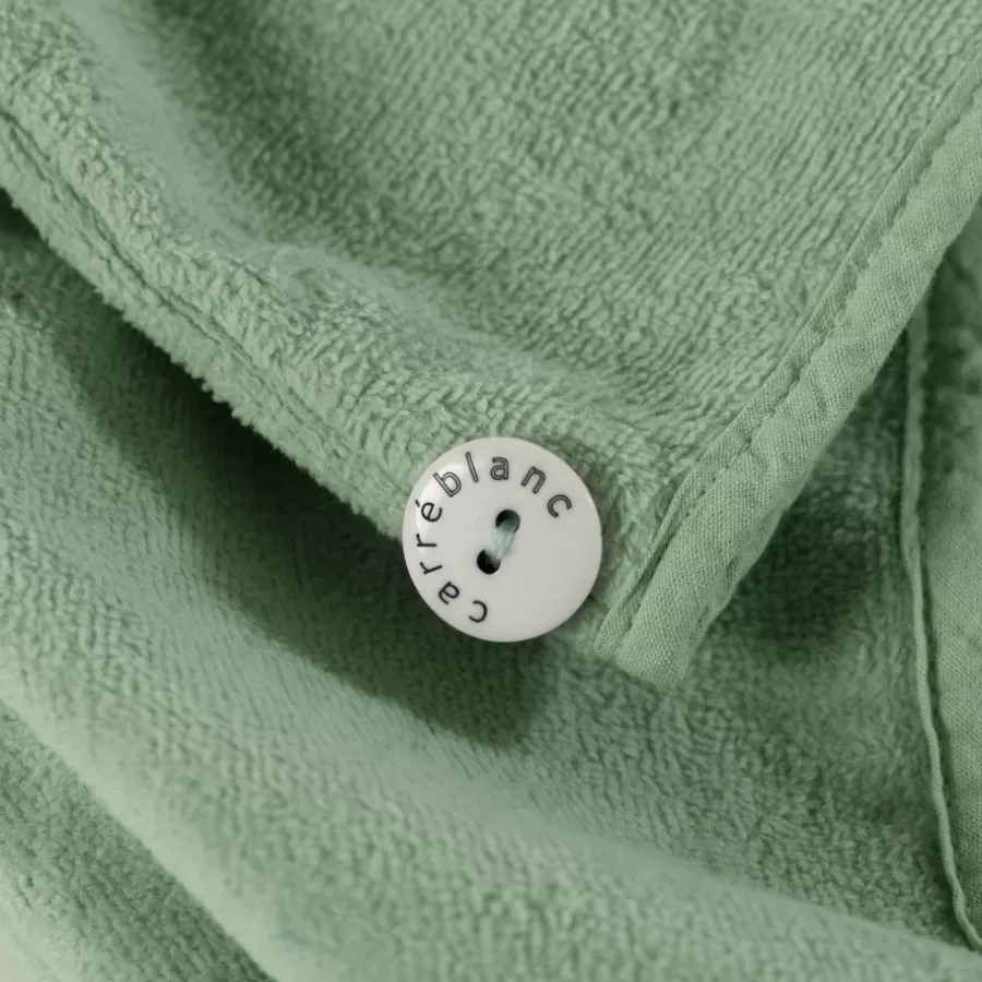 Carré Blanc Coffrets Cadeaux | Accessoires Beauté | Serviette pour cheveux en velours de coton biologique Naturelle eucalyptus