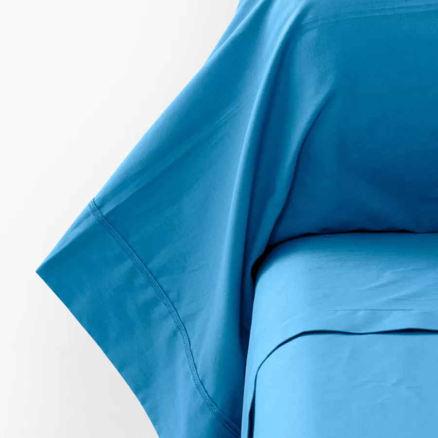 Carré Blanc Taies De Traversin | Taie de traversin percale de coton Neo azur