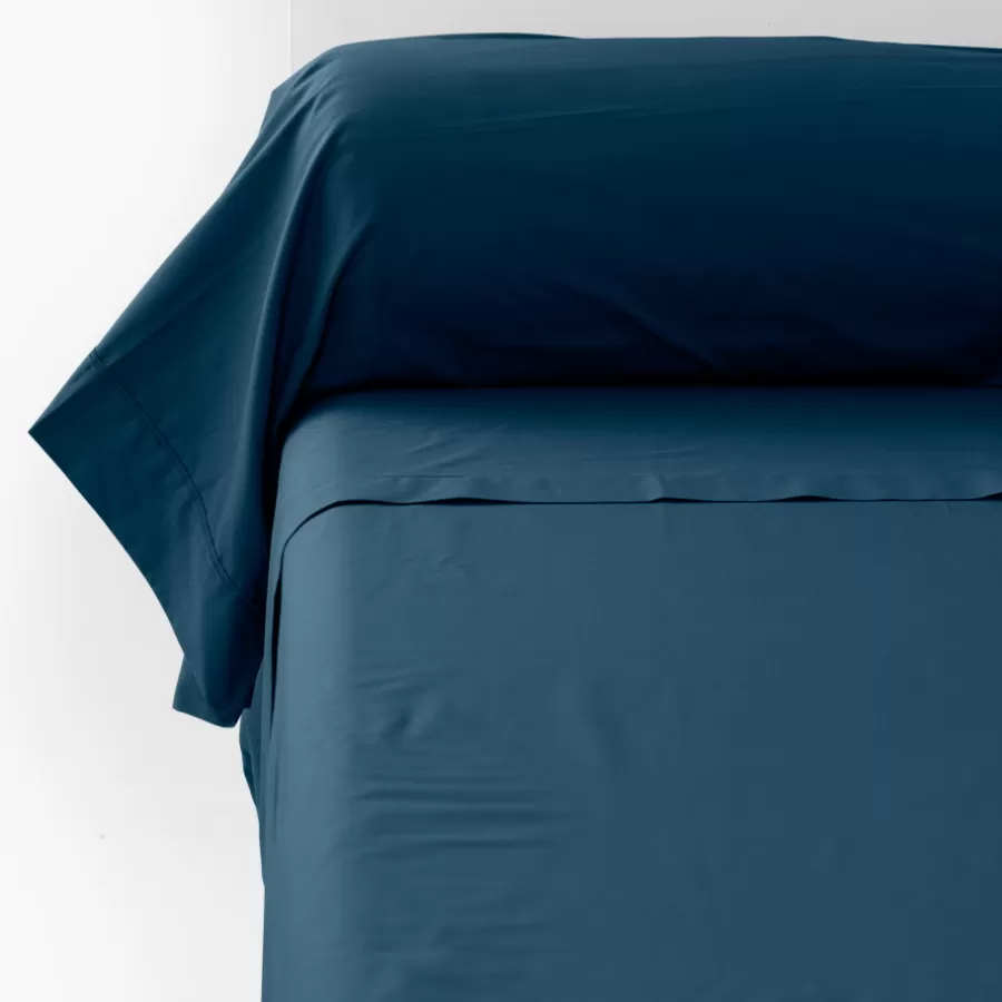 Carré Blanc Taies De Traversin | Taie de traversin percale de coton Neo bleu prusse