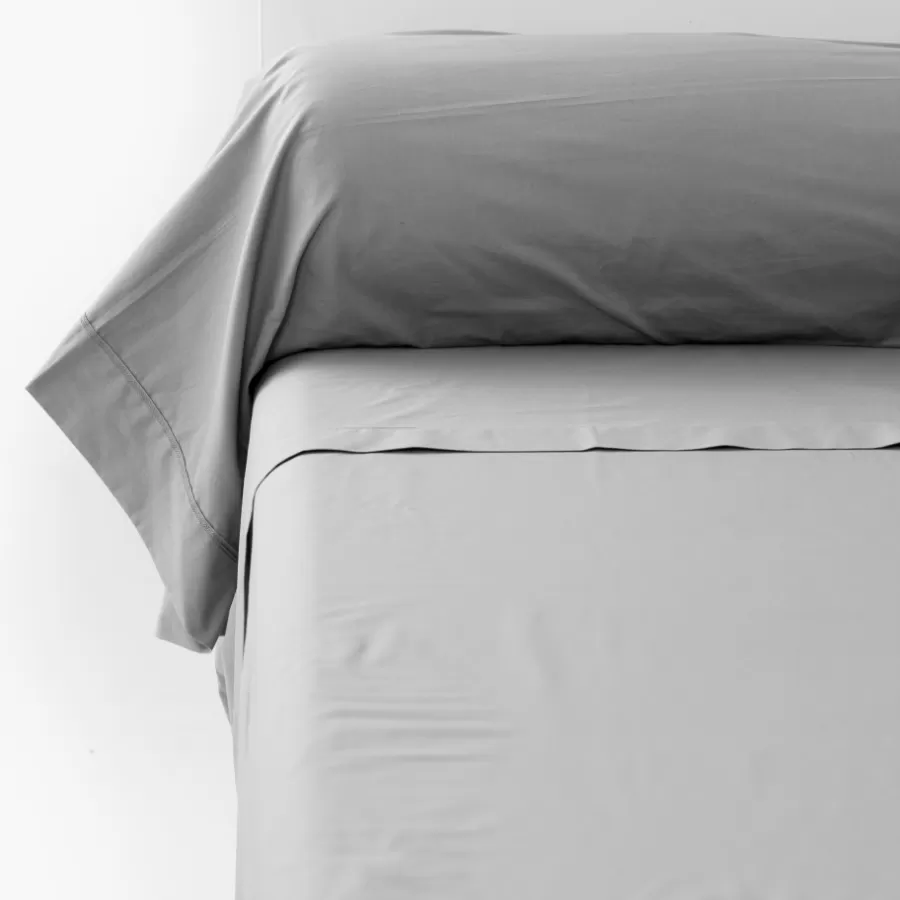 Carré Blanc Taies De Traversin | Taie de traversin percale de coton Neo gris